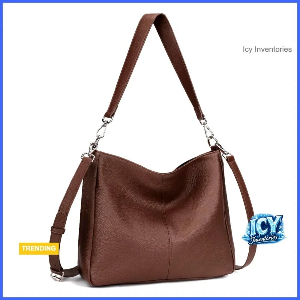 Genuine Leather Hobo Bag with Adjustable Crossbody Strap